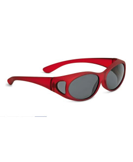 Gafa sol superpuesta, roja. lentes grises